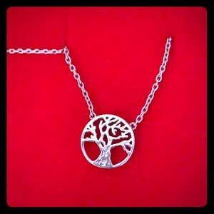 Tree of life necklace sterling with small diamond